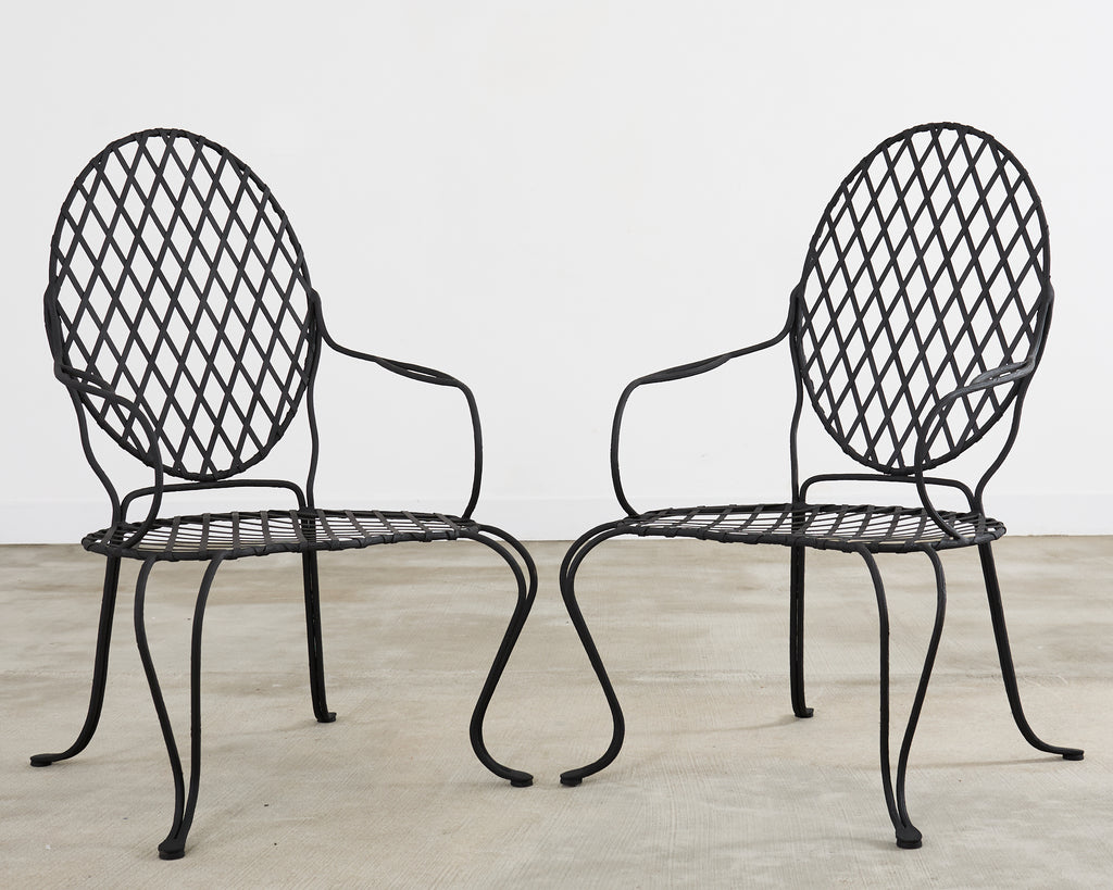 Set of Four Rose Tarlow Twig Iron Garden Dining Armchairs