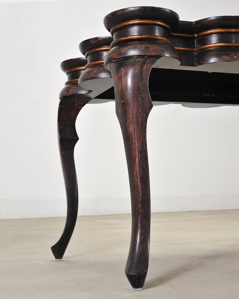 Rose Tarlow Style Chinoiserie Scalloped Lacquer Coffee Table