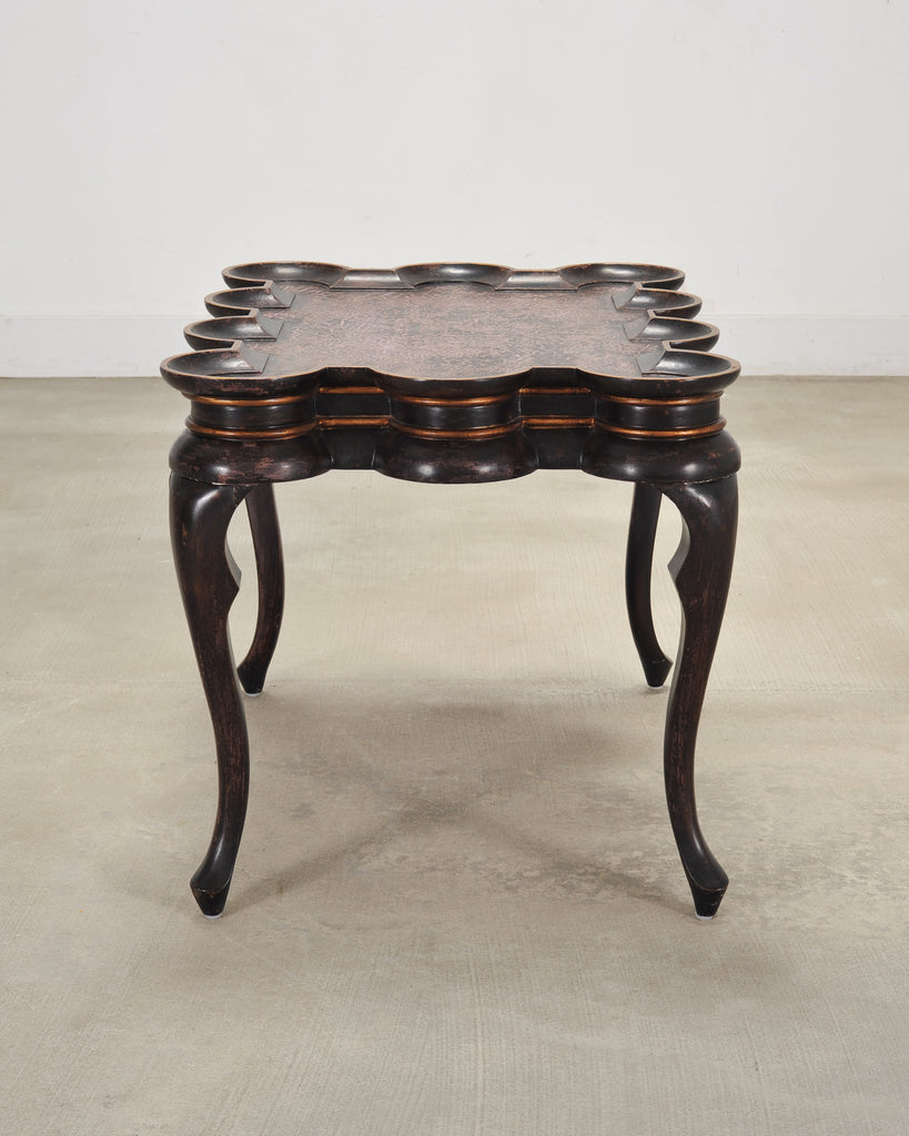Rose Tarlow Style Chinoiserie Scalloped Lacquer Coffee Table