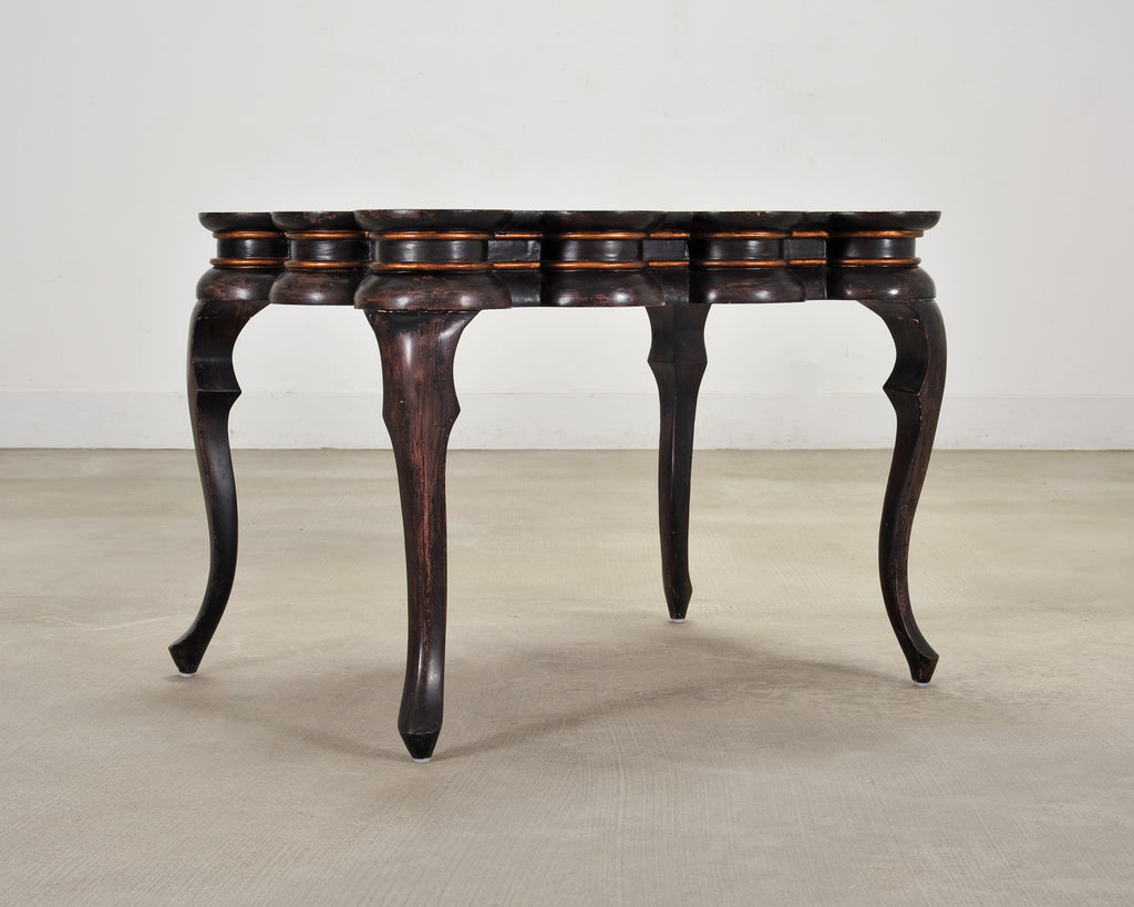 Rose Tarlow Style Chinoiserie Scalloped Lacquer Coffee Table