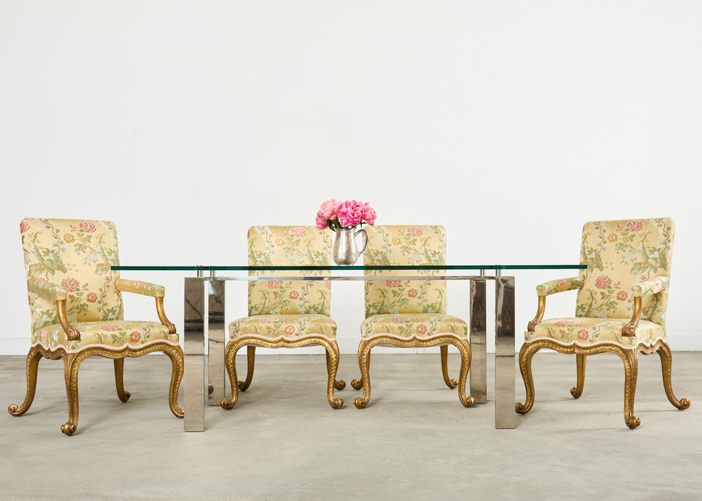 Set of Twelve Rose Tarlow Gold Leaf Kent Dining Chairs