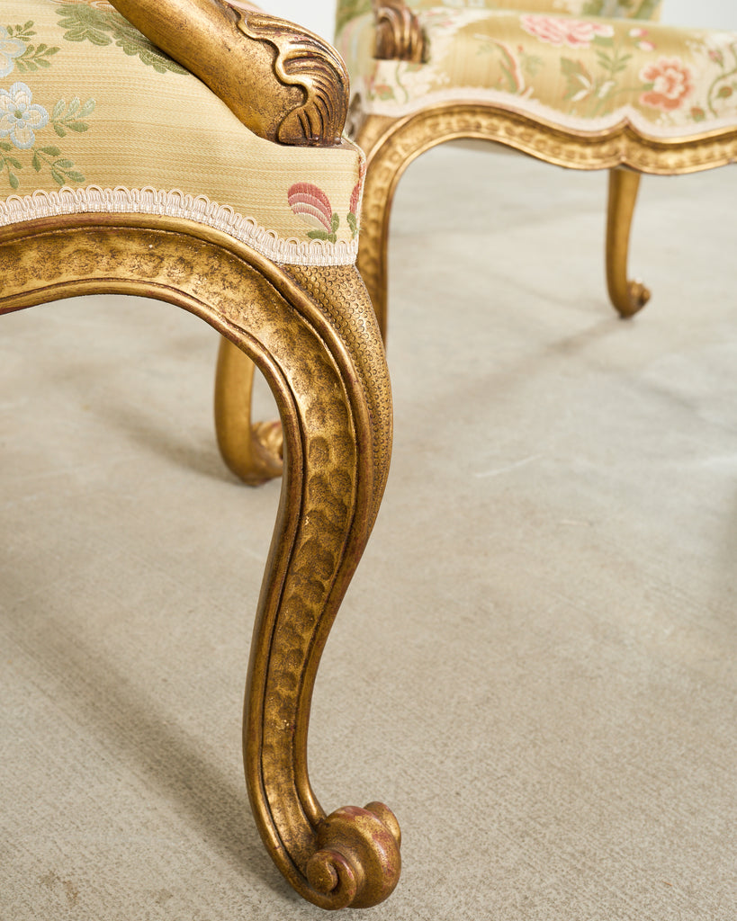 Set of Twelve Rose Tarlow Gold Leaf Kent Dining Chairs