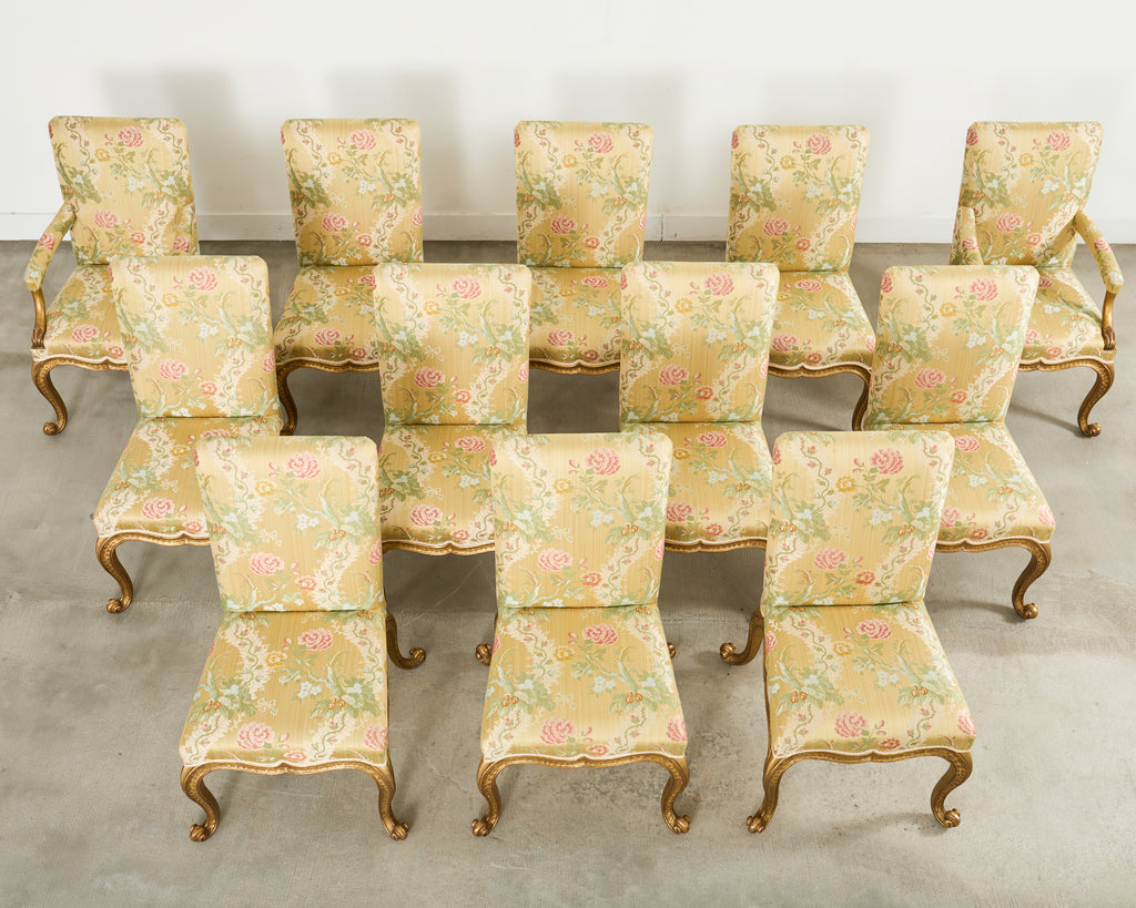 Set of Twelve Rose Tarlow Gold Leaf Kent Dining Chairs
