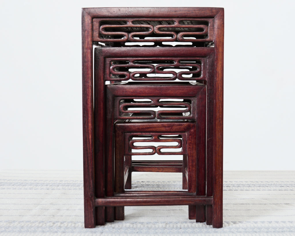 Set of Four Diminutive Chinese Export Hardwood Nesting Tables