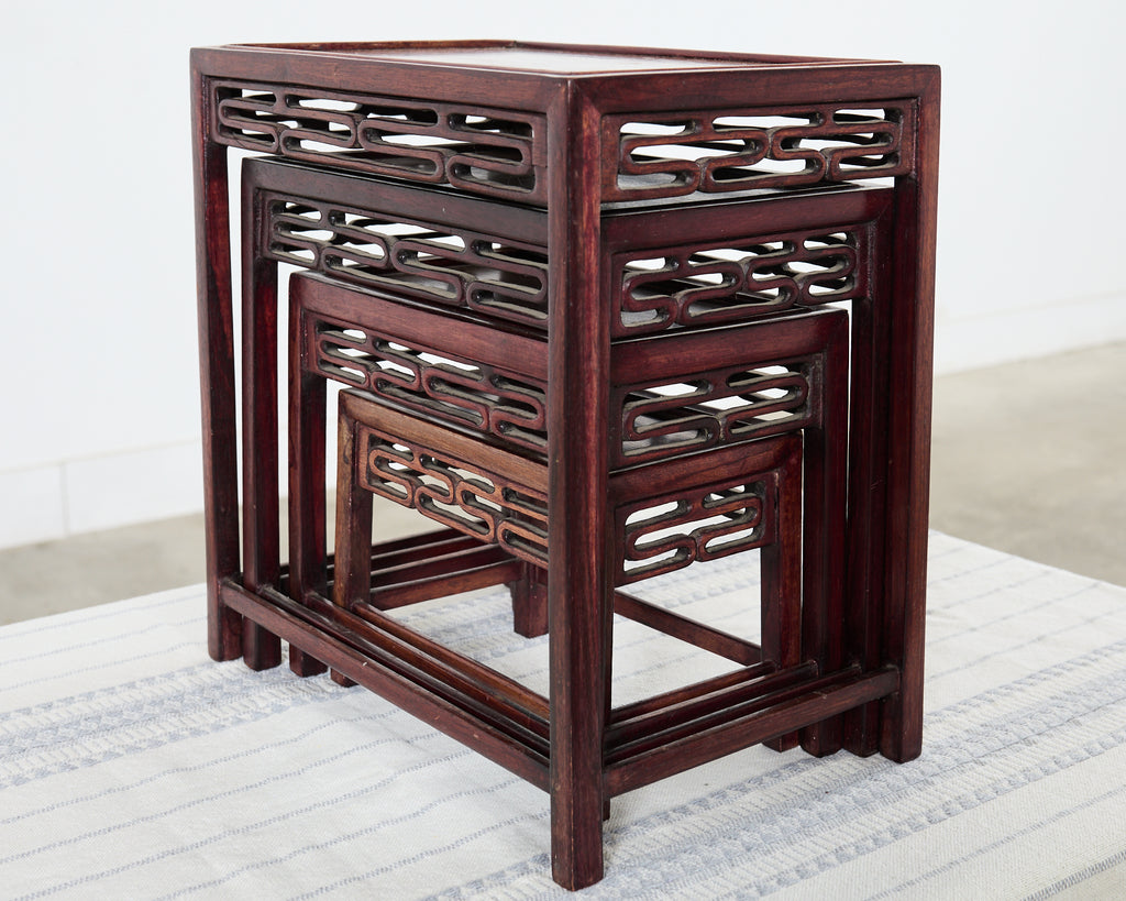 Set of Four Diminutive Chinese Export Hardwood Nesting Tables