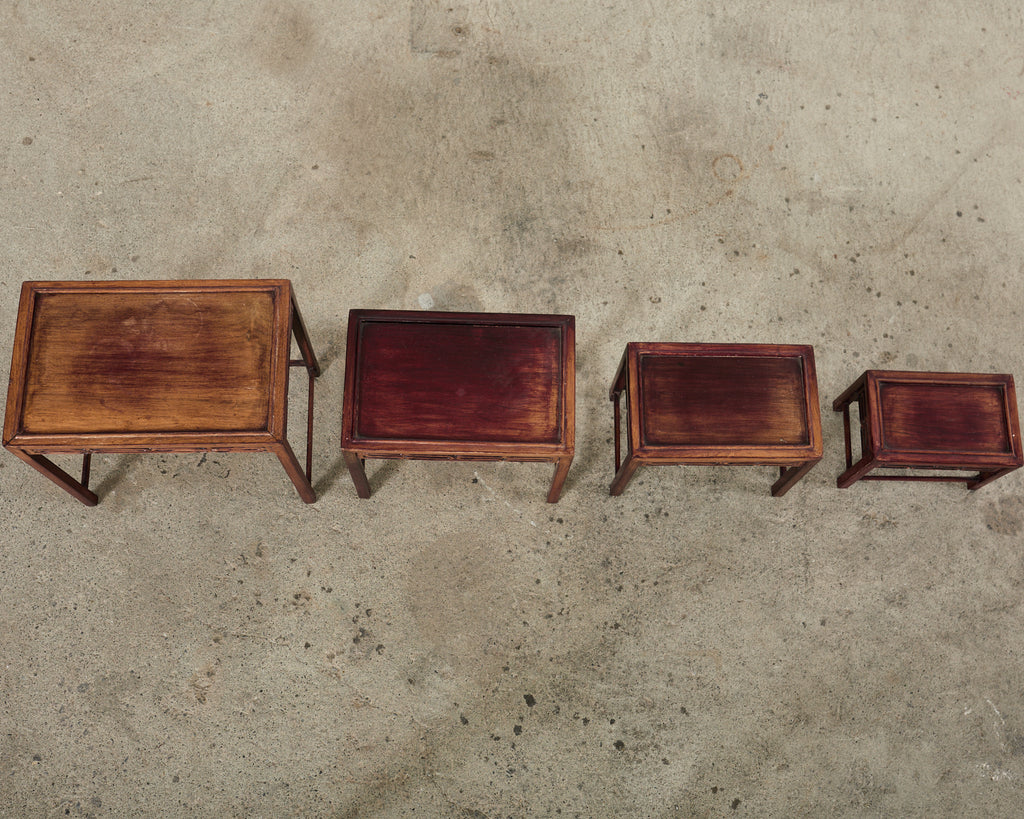 Set of Four Diminutive Chinese Export Hardwood Nesting Tables