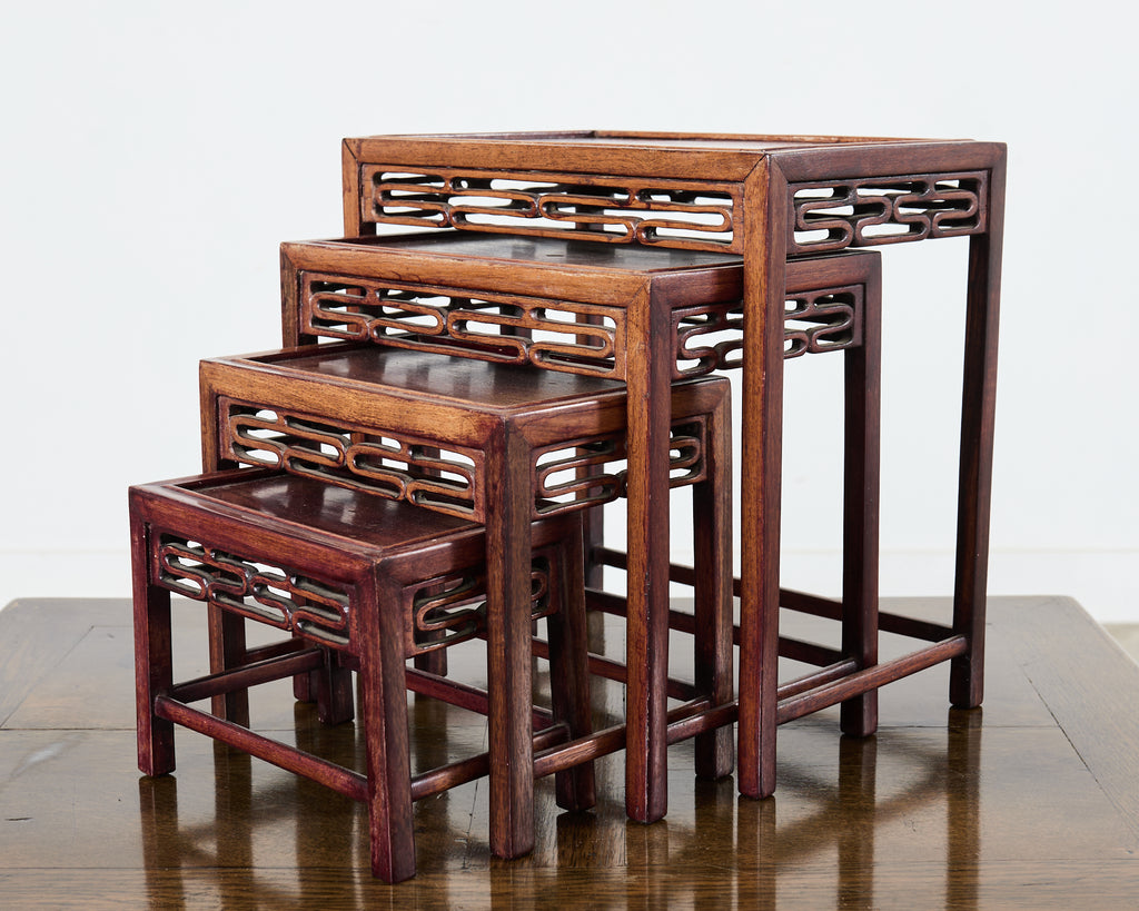 Set of Four Diminutive Chinese Export Hardwood Nesting Tables