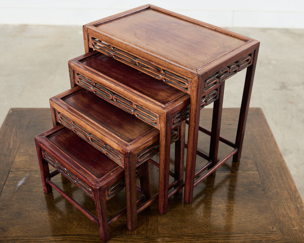 Set of Four Diminutive Chinese Export Hardwood Nesting Tables