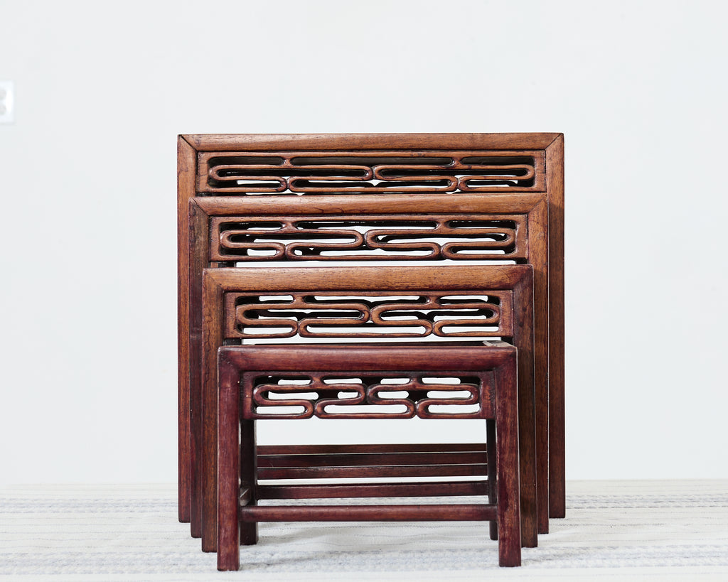 Set of Four Diminutive Chinese Export Hardwood Nesting Tables