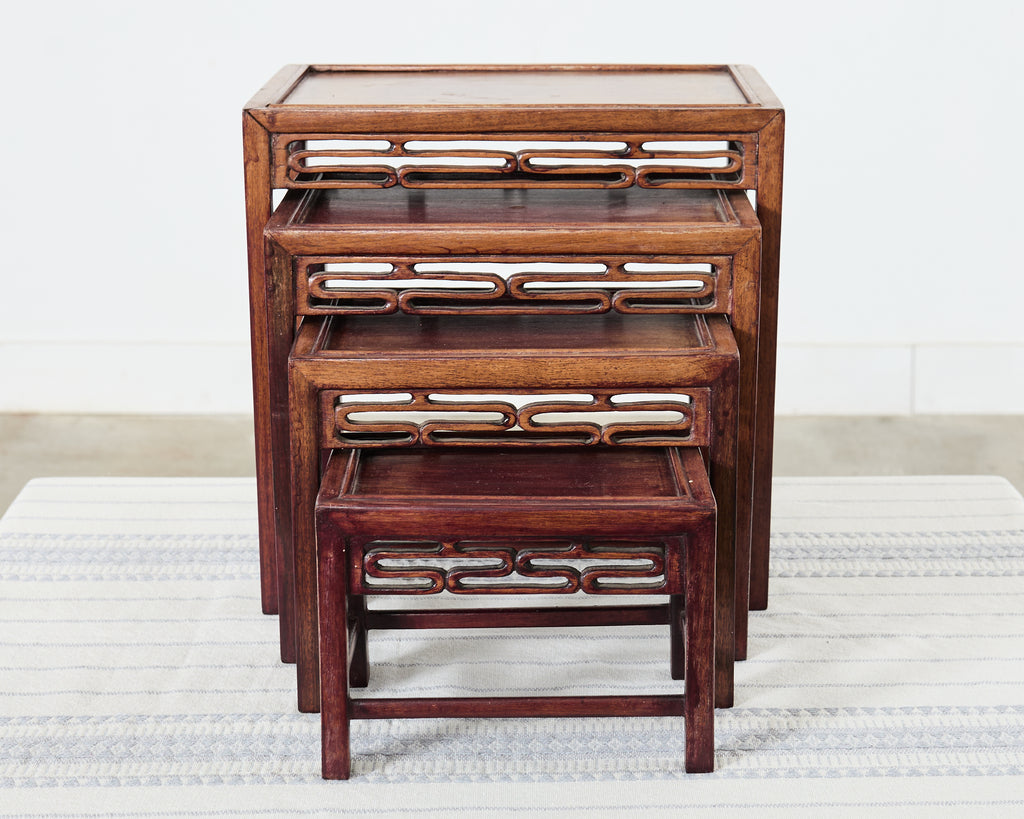 Set of Four Diminutive Chinese Export Hardwood Nesting Tables