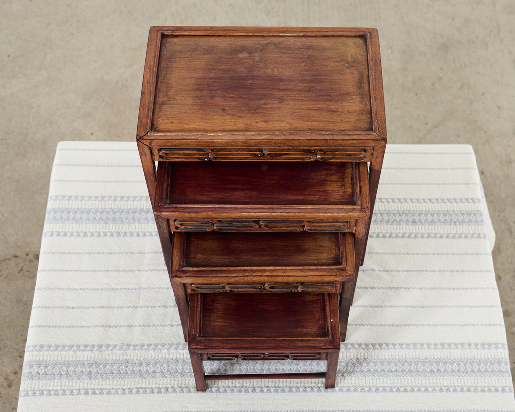 Set of Four Diminutive Chinese Export Hardwood Nesting Tables