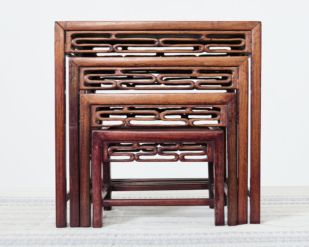 Set of Four Diminutive Chinese Export Hardwood Nesting Tables