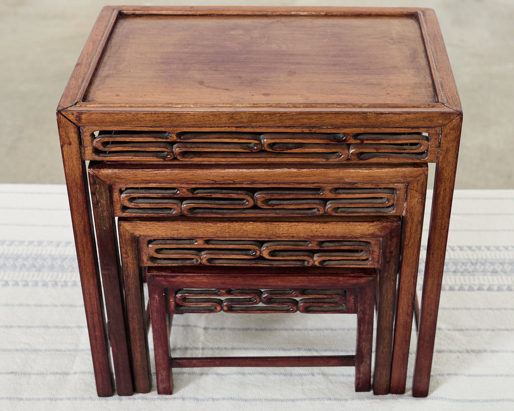 Set of Four Diminutive Chinese Export Hardwood Nesting Tables