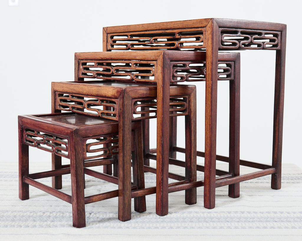 Set of Four Diminutive Chinese Export Hardwood Nesting Tables