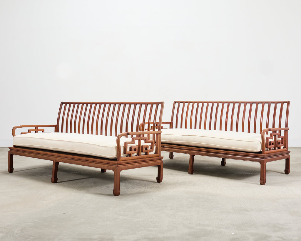 Pair of Michael Taylor Style Ming Inspired Hardwood Sofas