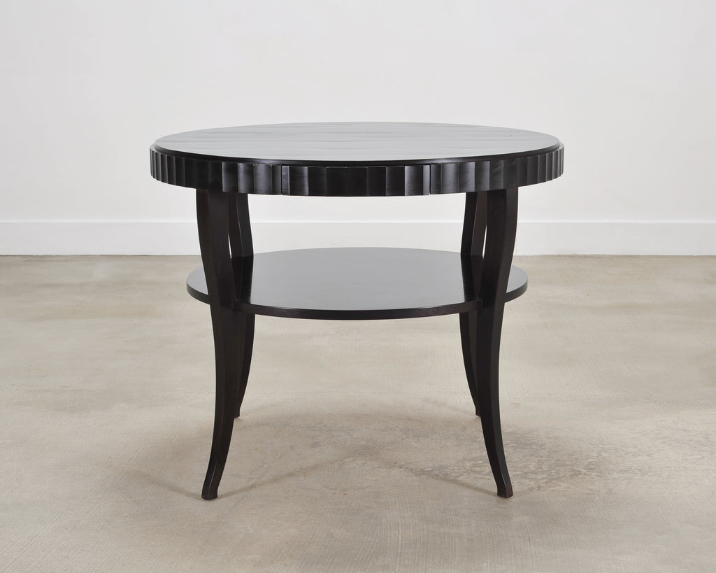 Barbara Baker for Baker Art Deco Walnut Fluted Center Table