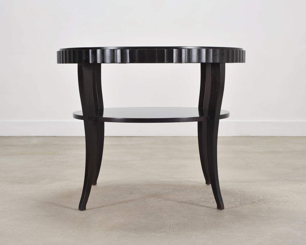 Barbara Baker for Baker Art Deco Walnut Fluted Center Table