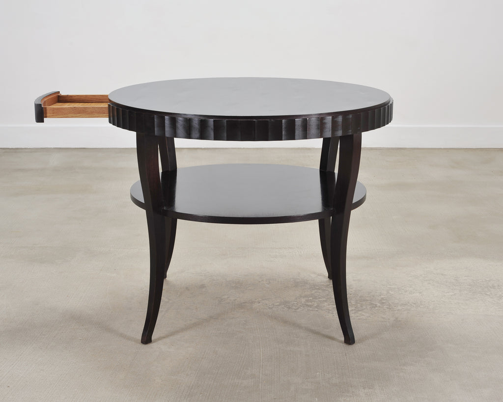 Barbara Baker for Baker Art Deco Walnut Fluted Center Table