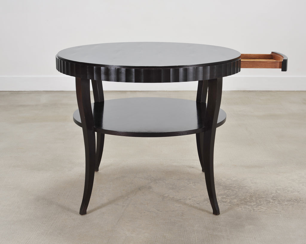Barbara Baker for Baker Art Deco Walnut Fluted Center Table