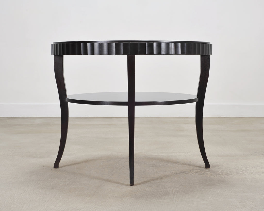 Barbara Baker for Baker Art Deco Walnut Fluted Center Table