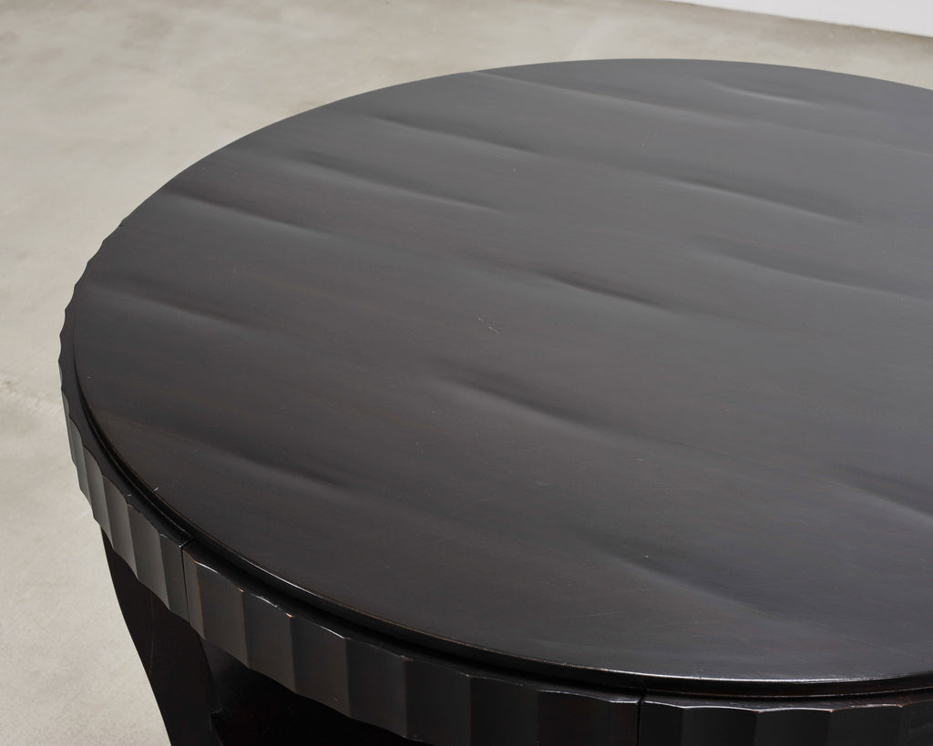 Barbara Baker for Baker Art Deco Walnut Fluted Center Table