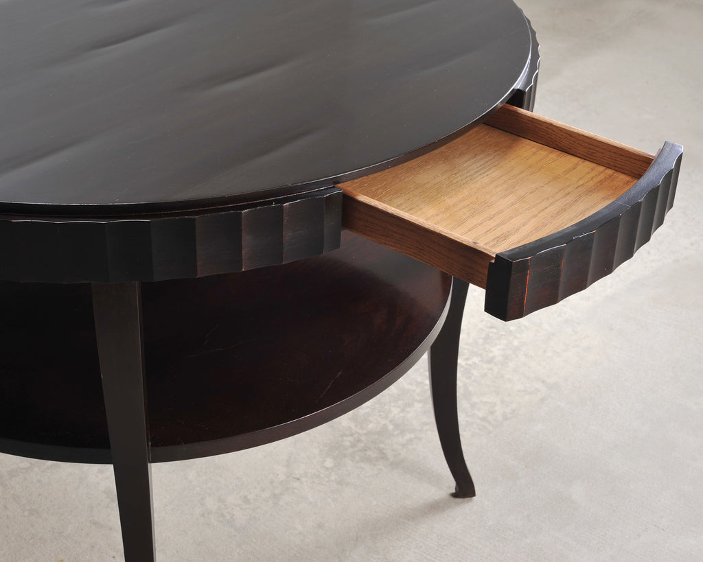 Barbara Baker for Baker Art Deco Walnut Fluted Center Table