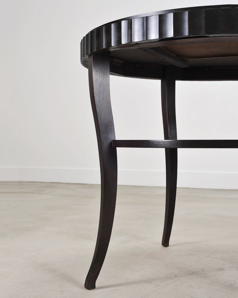 Barbara Baker for Baker Art Deco Walnut Fluted Center Table