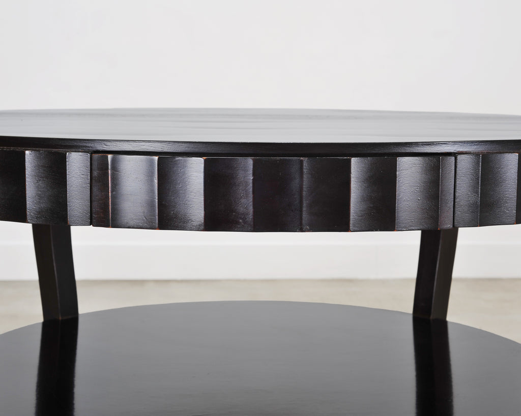 Barbara Baker for Baker Art Deco Walnut Fluted Center Table