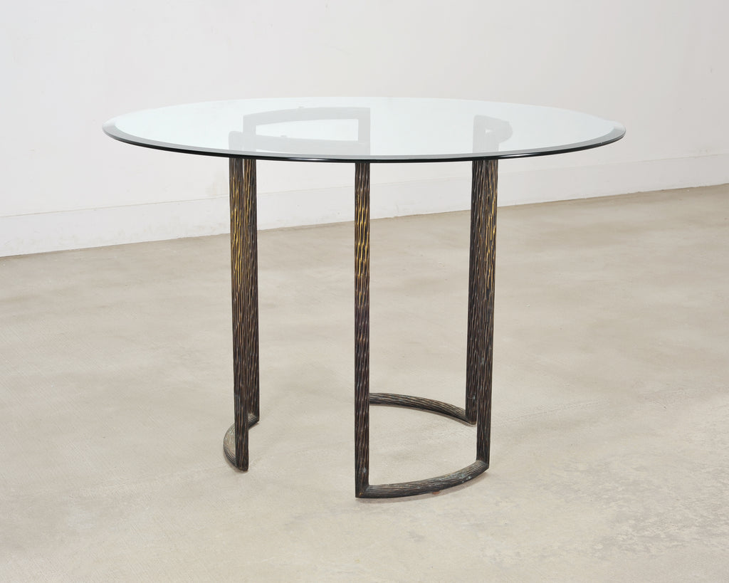 Thomas Pheasant for McGuire Faux Bois Bronze Center Dining Table