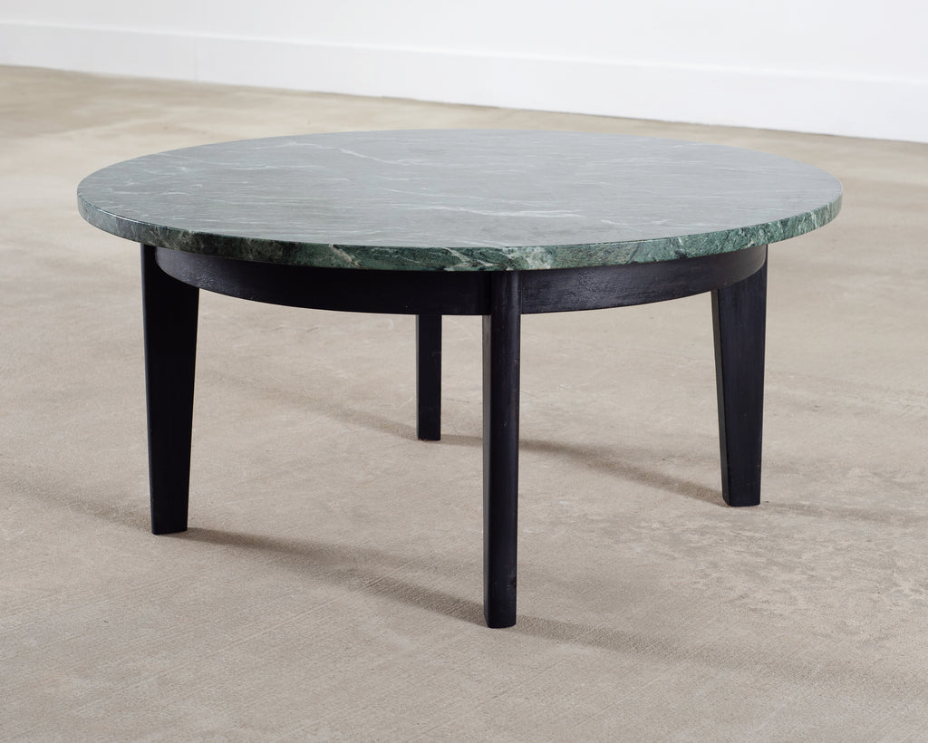 Italian Verde Antico Marble Round Coffee or Cocktail Table