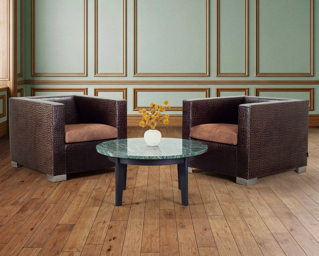Italian Verde Antico Marble Round Coffee or Cocktail Table