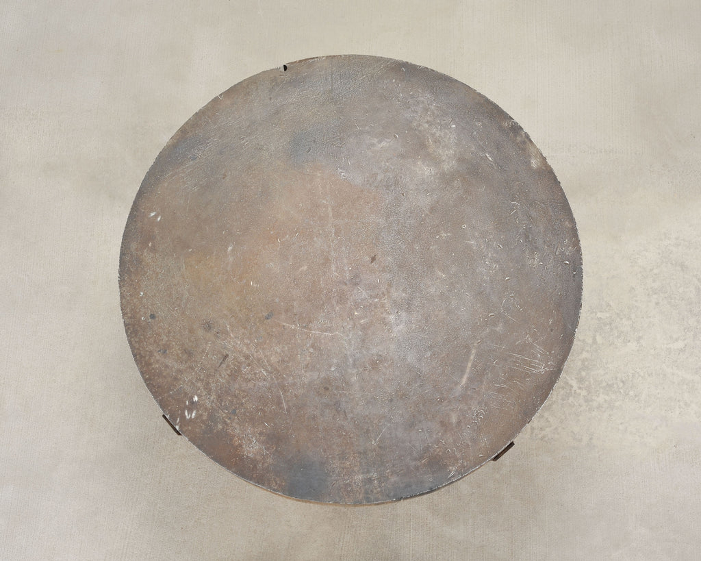 Industrial Style Round Machined Iron Center Table on Casters