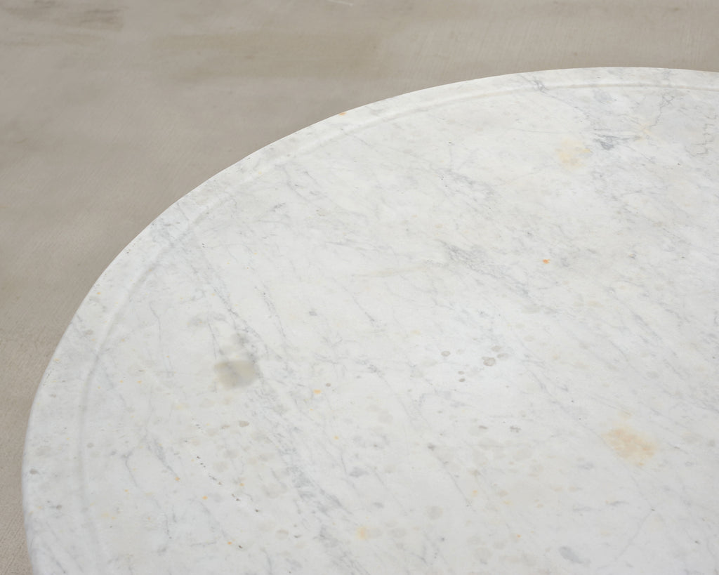 Italian Round Iron Carrara Marble Center or Garden Table
