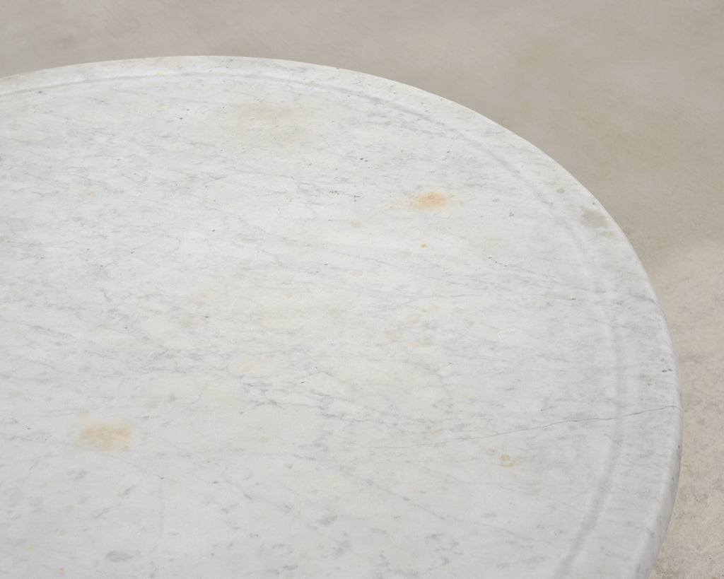 Italian Round Iron Carrara Marble Center or Garden Table