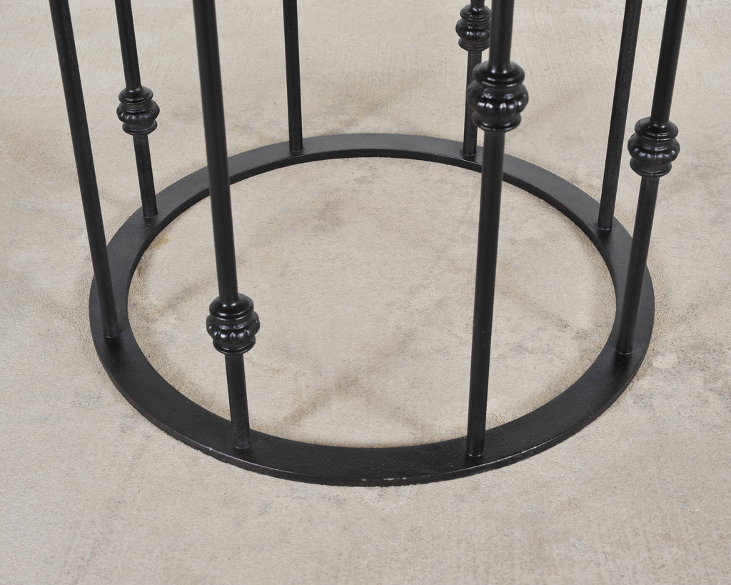 Italian Round Iron Carrara Marble Center or Garden Table