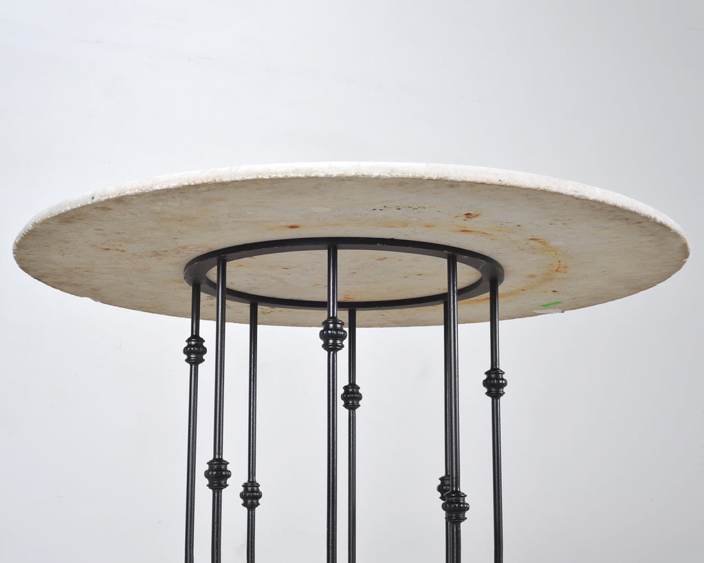 Italian Round Iron Carrara Marble Center or Garden Table