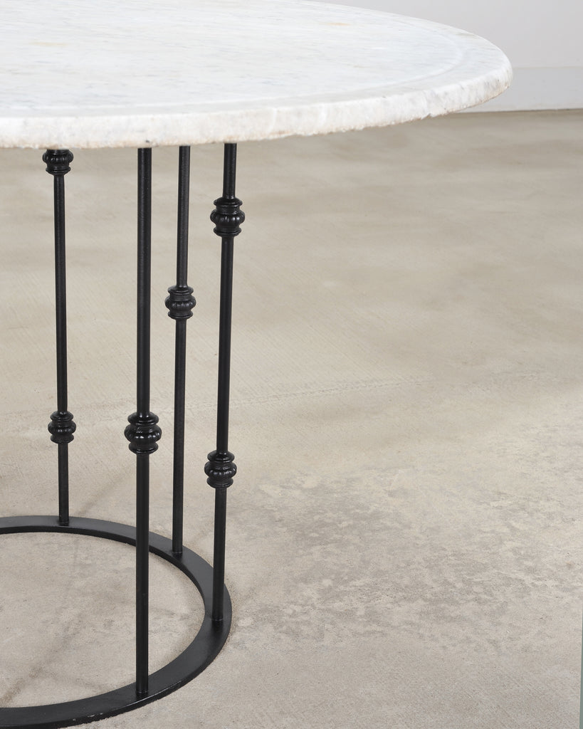 Italian Round Iron Carrara Marble Center or Garden Table