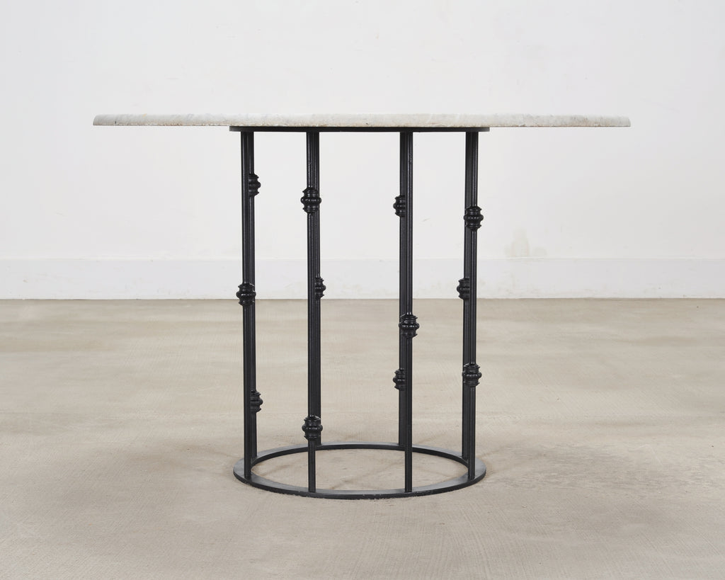 Italian Round Iron Carrara Marble Center or Garden Table