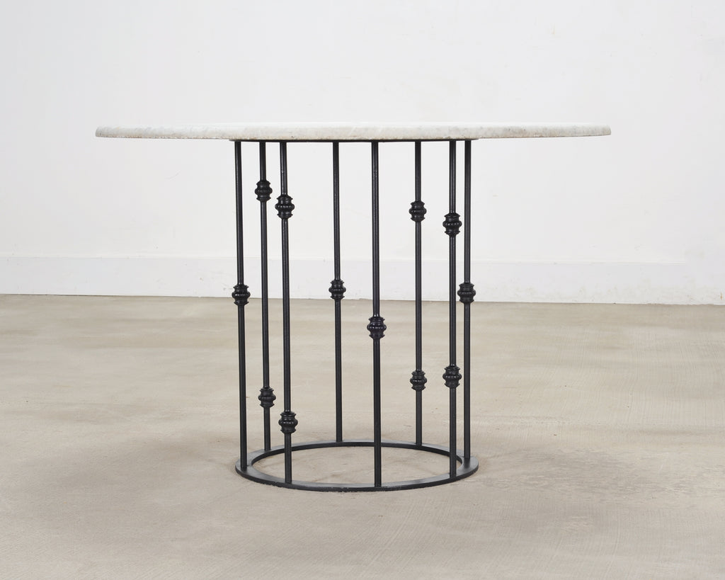 Italian Round Iron Carrara Marble Center or Garden Table