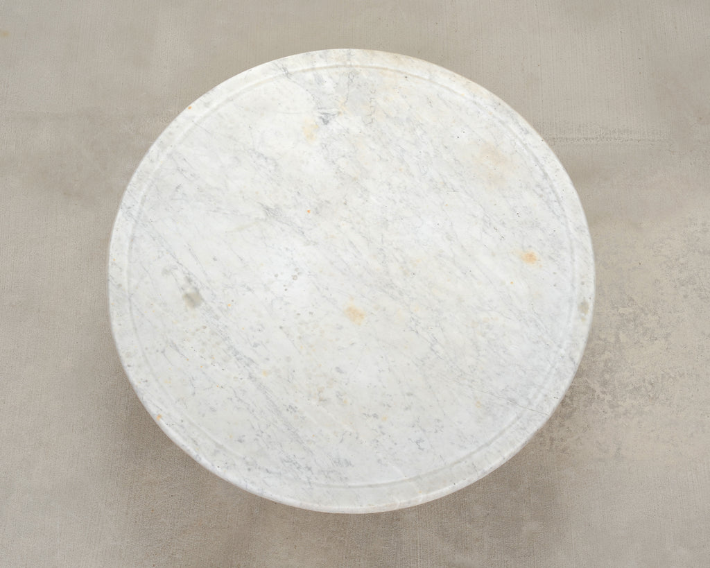 Italian Round Iron Carrara Marble Center or Garden Table