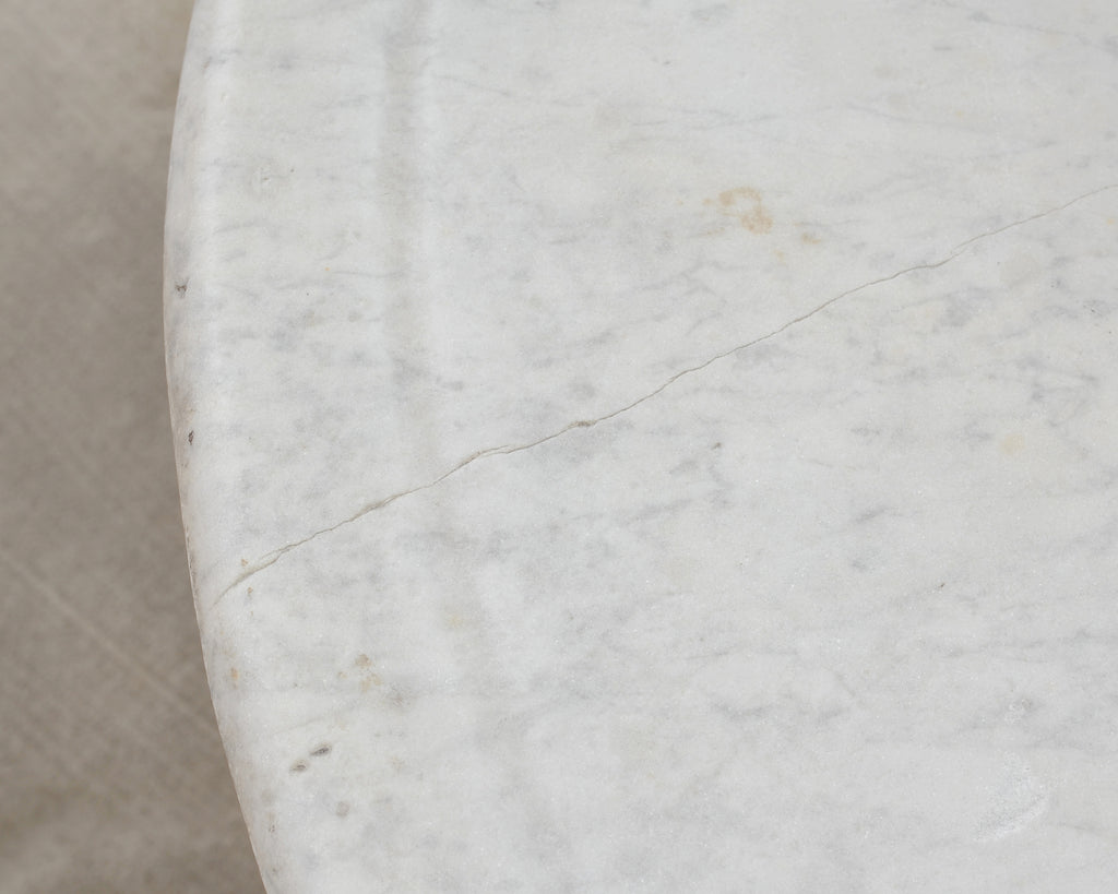 Italian Round Iron Carrara Marble Center or Garden Table