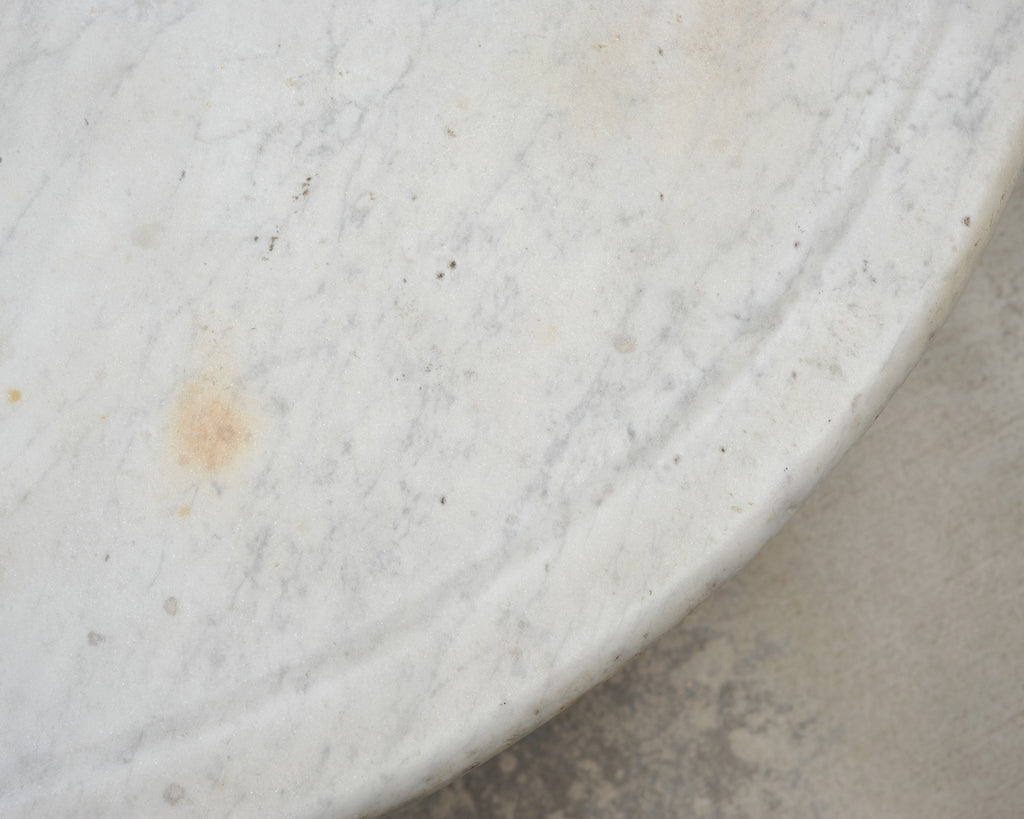 Italian Round Iron Carrara Marble Center or Garden Table