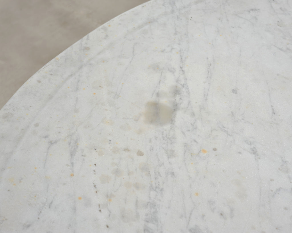 Italian Round Iron Carrara Marble Center or Garden Table