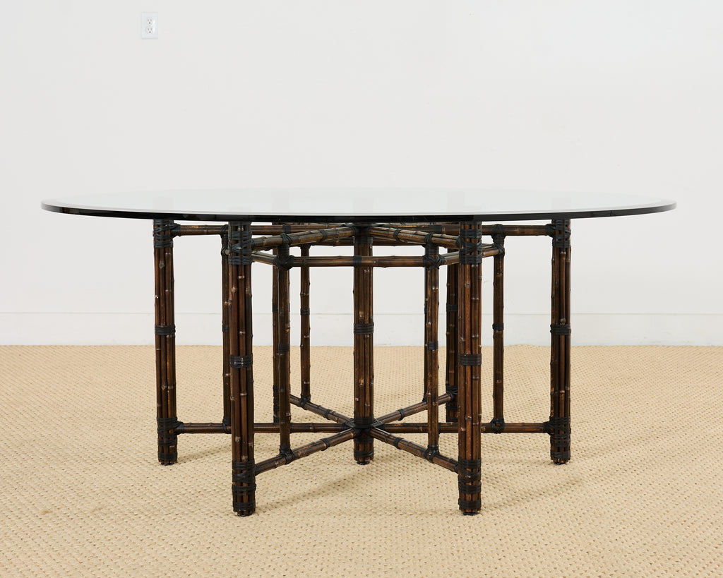 McGuire Hexagonal Organic Modern Round Bamboo Dining Table