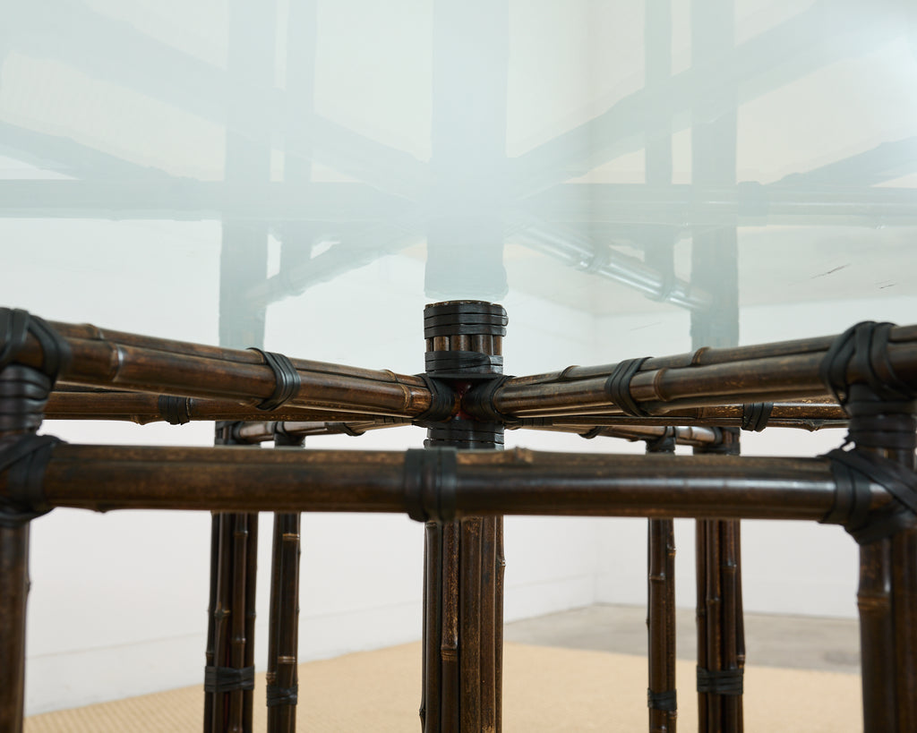 McGuire Hexagonal Organic Modern Round Bamboo Dining Table