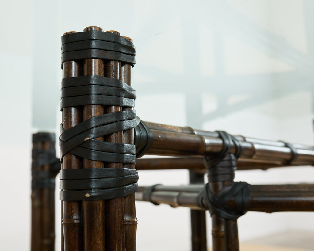 McGuire Hexagonal Organic Modern Round Bamboo Dining Table