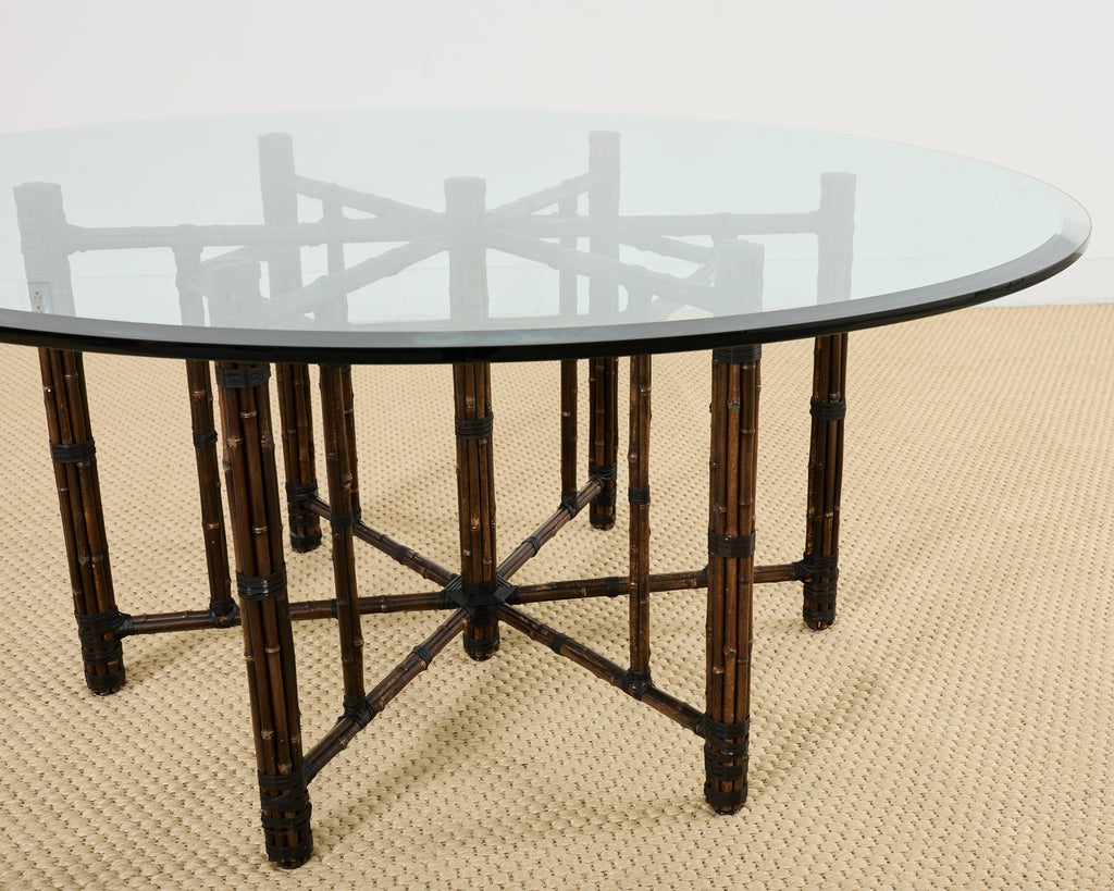 McGuire Hexagonal Organic Modern Round Bamboo Dining Table