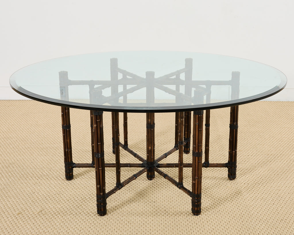 McGuire Hexagonal Organic Modern Round Bamboo Dining Table