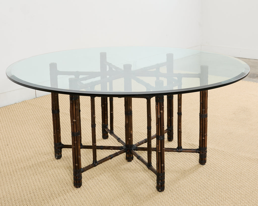McGuire Hexagonal Organic Modern Round Bamboo Dining Table