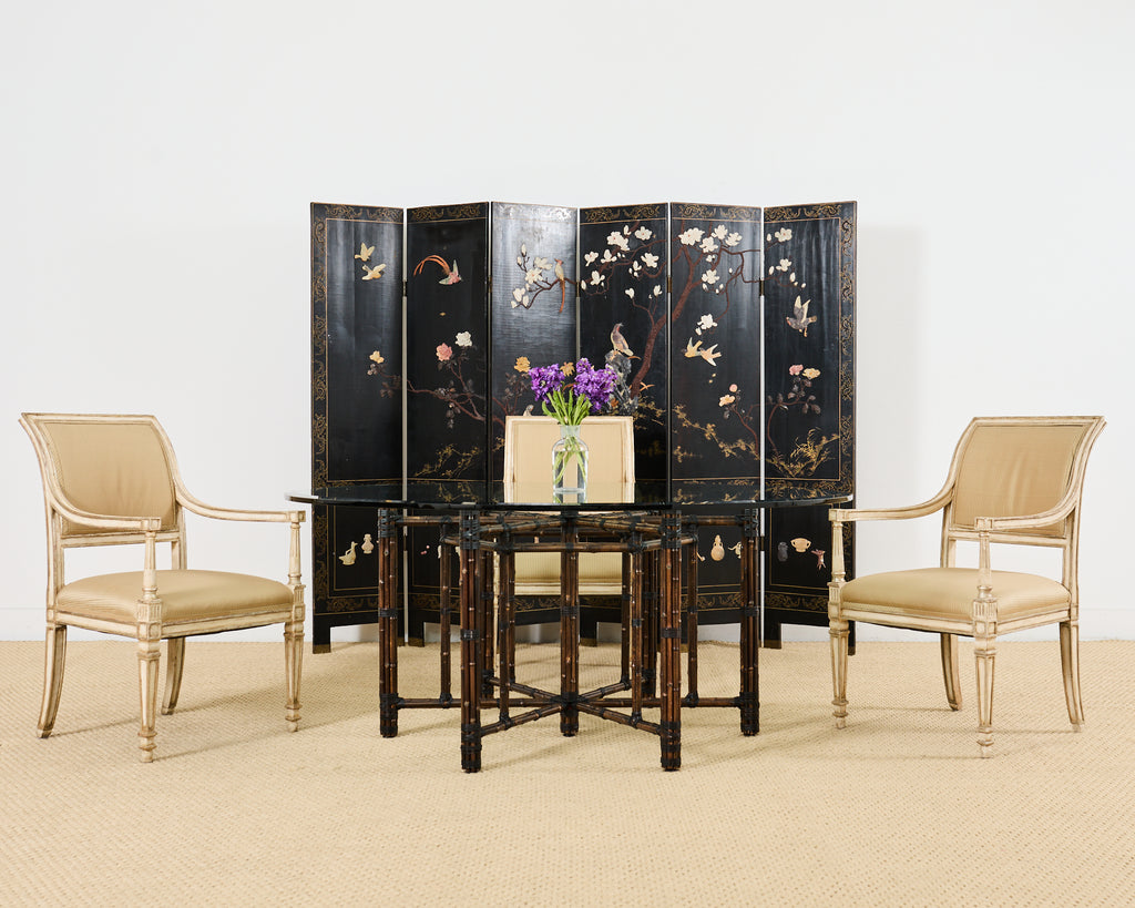 McGuire Hexagonal Organic Modern Round Bamboo Dining Table